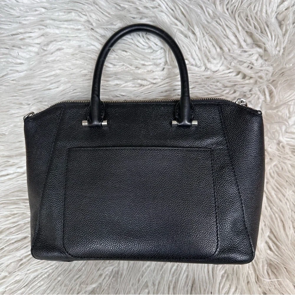 Michael Kors Black Pebble Leather Silver Hardware Top Handle Satchel Bag OS